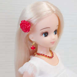 N183 リカちゃん ネックレス ピアス 5点セット ハンドメイド ピンク 花 8c7f6d91b83545ff66f853101b04eb