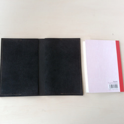 ピッグスキンの段差のできないノートカバー (A6専用) ブラック 7枚目の画像