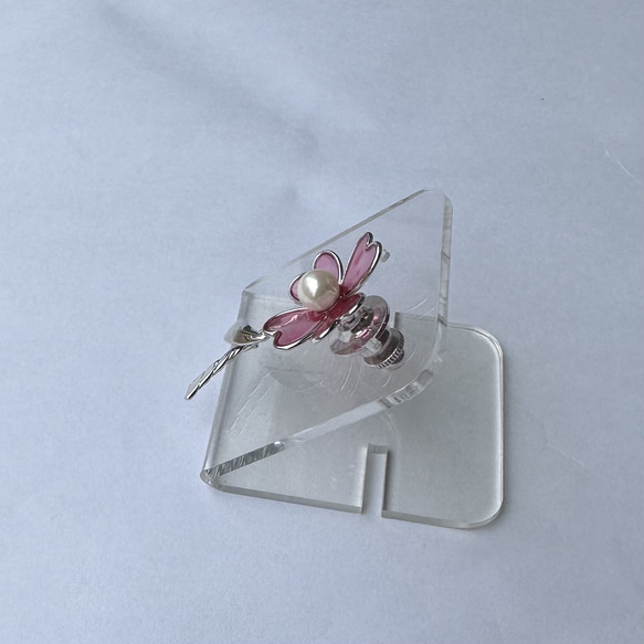 本真珠付き　幸せの四つ葉のクローバー　タックブローチ　ピンク　R50402Y2 12枚目の画像