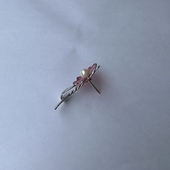 本真珠付き　幸せの四つ葉のクローバー　タックブローチ　ピンク　R50402Y2 18枚目の画像