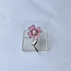 本真珠付き　幸せの四つ葉のクローバー　タックブローチ　ピンク　R50402Y2 7枚目の画像