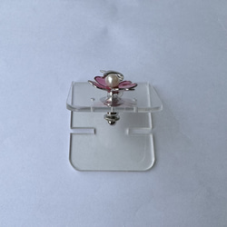 本真珠付き　幸せの四つ葉のクローバー　タックブローチ　ピンク　R50402Y2 11枚目の画像