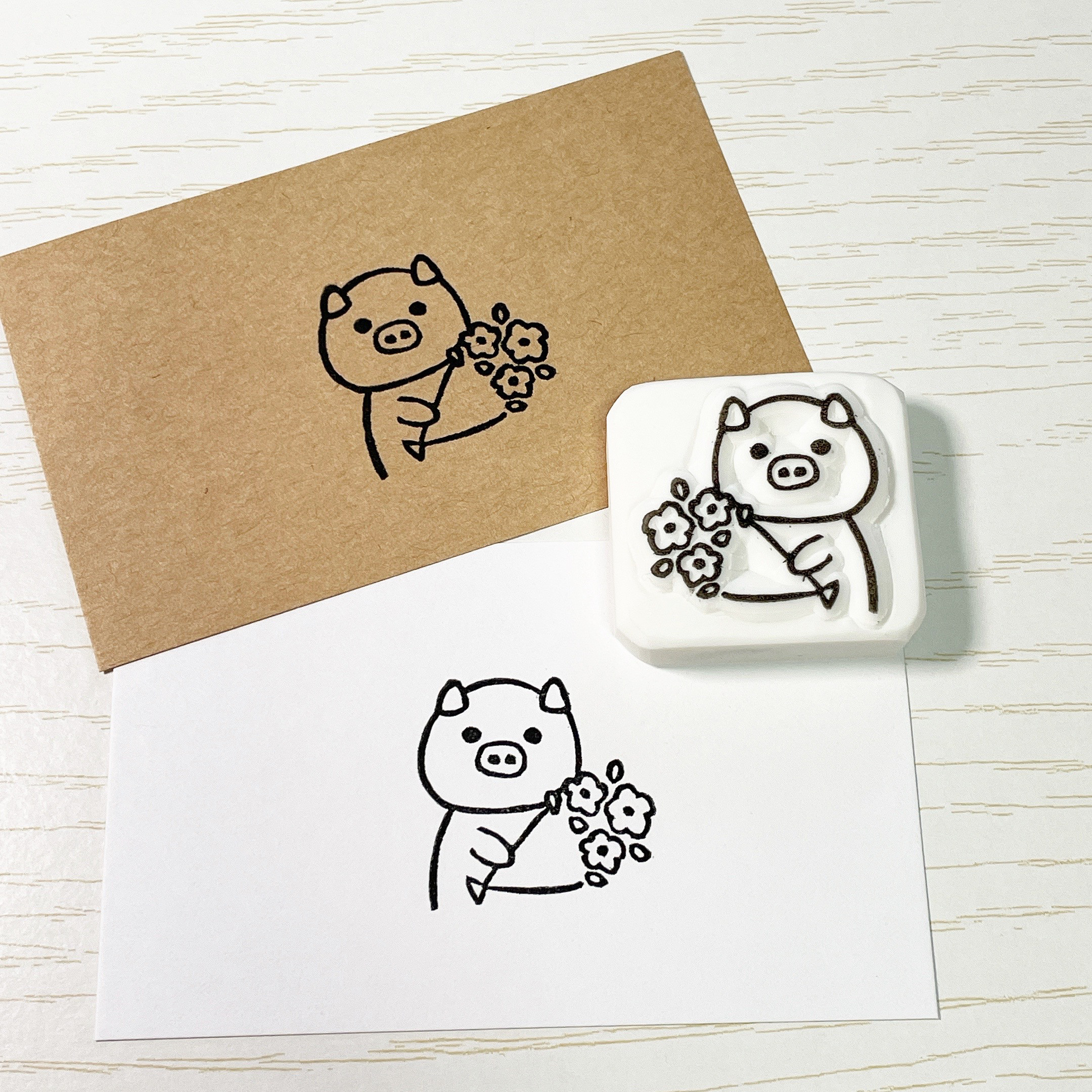消しゴムはんこ No.251 ちびうさ ちょこっと花束 消しゴムはんこ No.251 ちびうさ ちょこっと花束