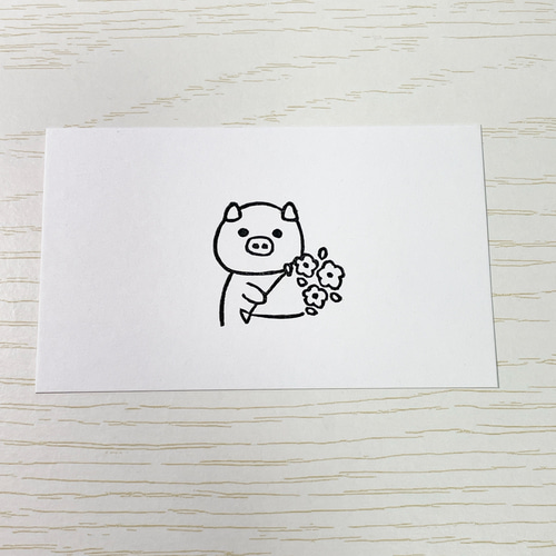 消しゴムはんこNo.38 ちびくまと花束 消しゴムはんこNo.38 ちびくまと花束 文房具・ステーショナリー