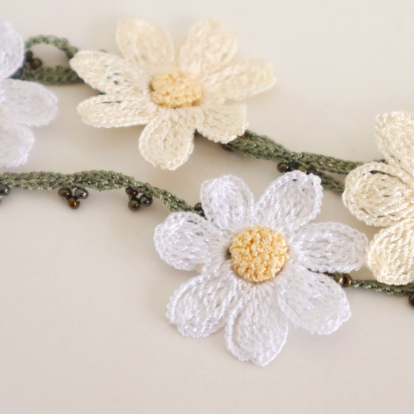 180㎝ OYA crochet Lariet [2WAY DAISY] Natural White 第3張的照片