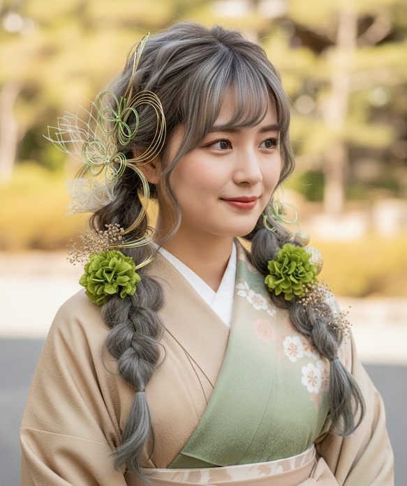 水引蝶々 髪飾り 成人式 結婚式 卒業式 七五三 和装 振袖 袴 色打掛 白