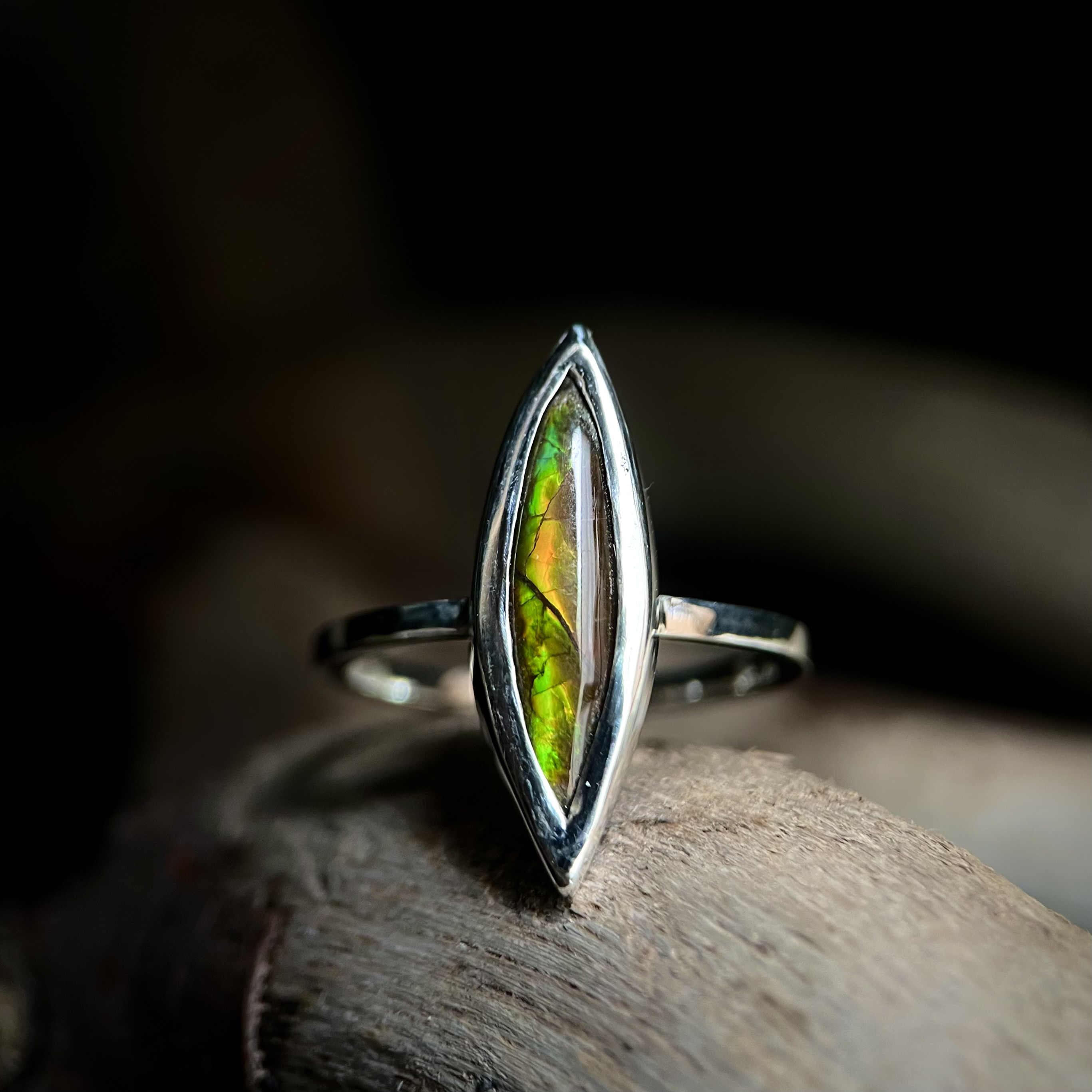 希少! アンモライトリング　サイズ10.5号　シルバー950 〈送料無料〉SR-106