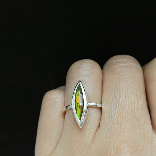 希少! アンモライトリング サイズ10.5号 シルバー950 〈送料無料〉SR