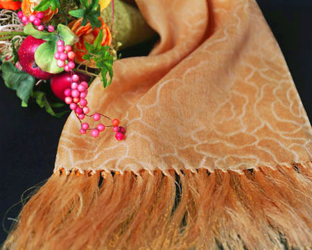 草木染絹ストール　玉ねぎの皮で染めたシルクストール　テラコッタ　天然染料