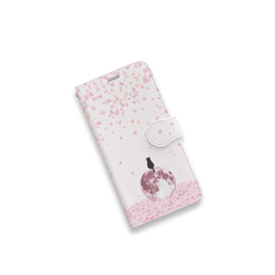 月と猫 (桜 ver.)　手帳型ケース　スマホケース　全機種対応 3枚目の画像