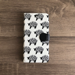 羊 ひつじ 北欧 手帳型 スマホケース 携帯カバー 名入れ iPhone Android 全機種対応 ベルトなし 14 5枚目の画像