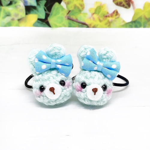 うさぎ様ご確認用☆ハンドメイド　ヘアゴム ソフトドリンクなうさぎさん】ヘアゴム あみぐるみ かぎ針編み