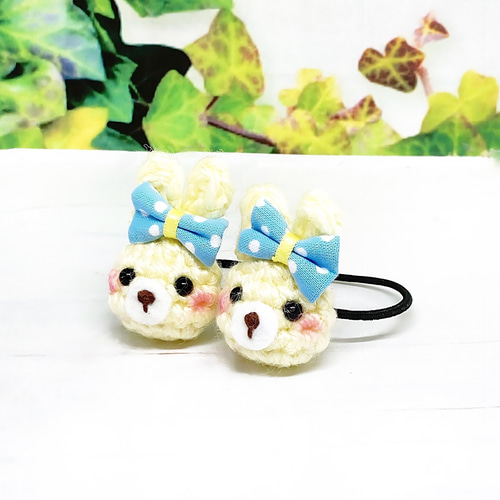 ヘアゴム ベビーヘアクリップ あみぐるみネコ きぐるみウサギ ヘアゴム