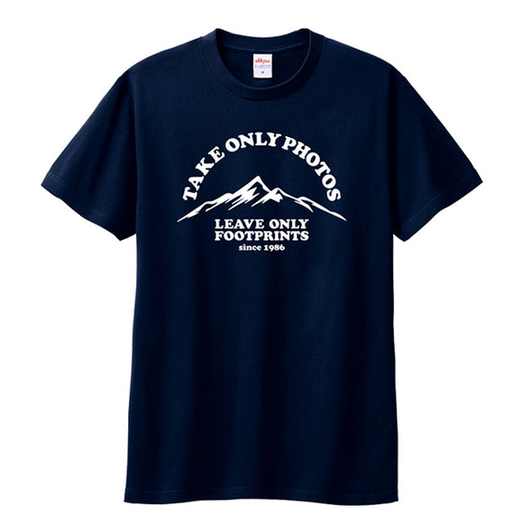 Tシャツ 登山 キャンプ 好き とっていいのは写真だけ 残していいのは足跡だけ ティシャツ 2枚目の画像