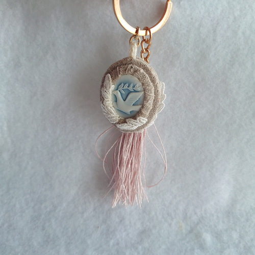 ドラゴンブラッドストーンキーホルダーキーリング素敵な逸品