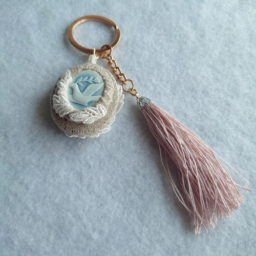 ドラゴンブラッドストーンキーホルダーキーリング素敵な逸品