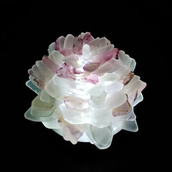 【オーダー】シーグラスのお花のランプシェード ピンク×灰 東風解凍（はるかぜこおりをとく）ギフトラッピング対応【海灯花】 2枚目の画像