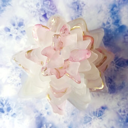【オーダー】シーグラスのお花のランプシェード ピンク×灰 東風解凍（はるかぜこおりをとく）ギフトラッピング対応【海灯花】 9枚目の画像