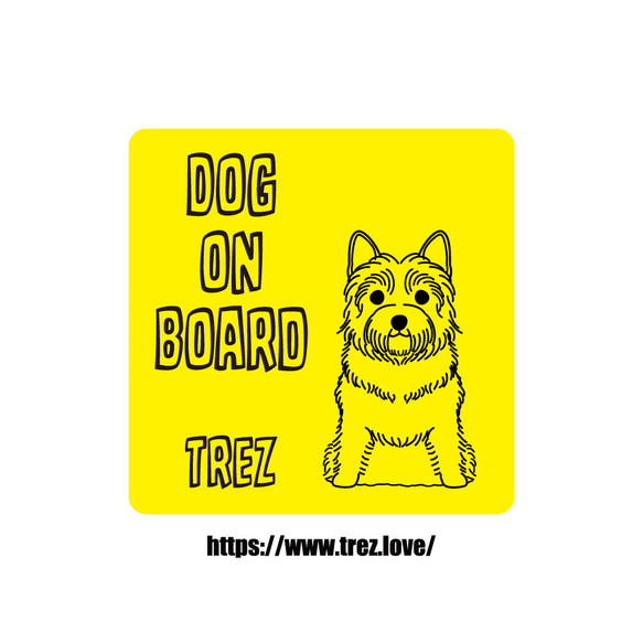 全8色 名前入り DOG ON BOARD ケアーンテリア ラインアート マグネット 1枚目の画像