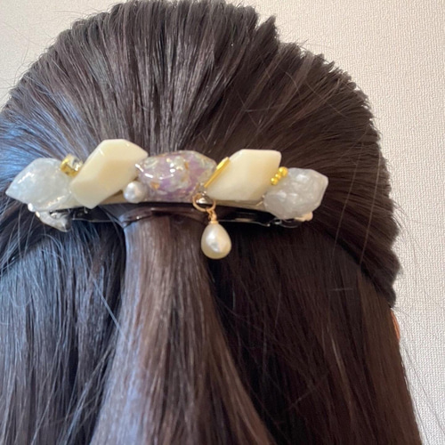 鉱石風お花のバレッタ大(10cm) 鉱石風お花のバレッタ大(10cm) その他