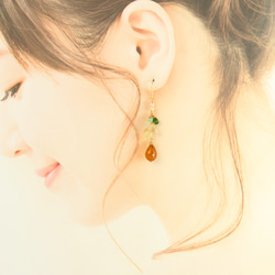 【セット/1点限定】ビアクォーツ　蕾　ネックレス・耳飾り 5枚目の画像