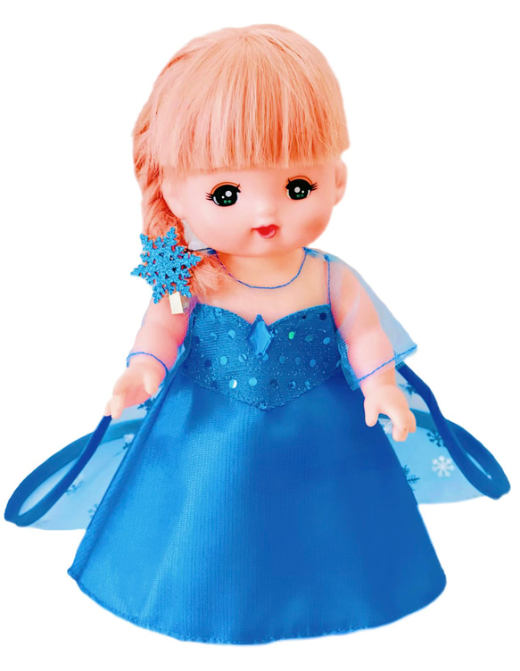 25cm 26cm人形服 ソランちゃん人形など服　プリンセスドレス　ドレス1着　キラキラ可愛い　雪結晶ドレス　ピン付き 2枚目の画像
