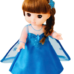 25cm 26cm人形服 ソランちゃん人形など服　プリンセスドレス　ドレス1着　キラキラ可愛い　雪結晶ドレス　ピン付き 3枚目の画像