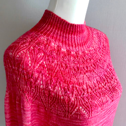 手編みハイネックセーター (ウルグアイ産) メリノウール100%使用 7枚目の画像