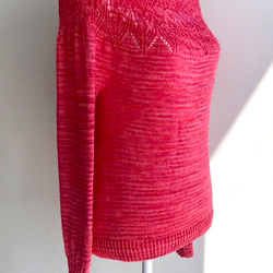手編みハイネックセーター (ウルグアイ産) メリノウール100%使用 1枚目の画像