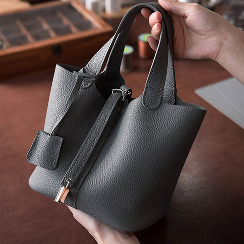手縫いが必要な半製品】Togo牛皮菜バスケットバッグDIY手作り材料