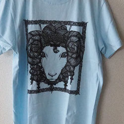 羊イラストTシャツ（水色）Mサイズ 6枚目の画像