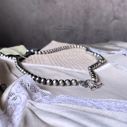 ナバホパール 6mm ネックレス 40～60cm silver925 ＊新作