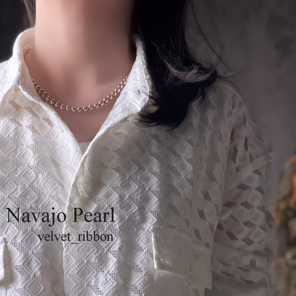 ナバホパール 6mm ネックレス 40～60cm silver925 ＊新作