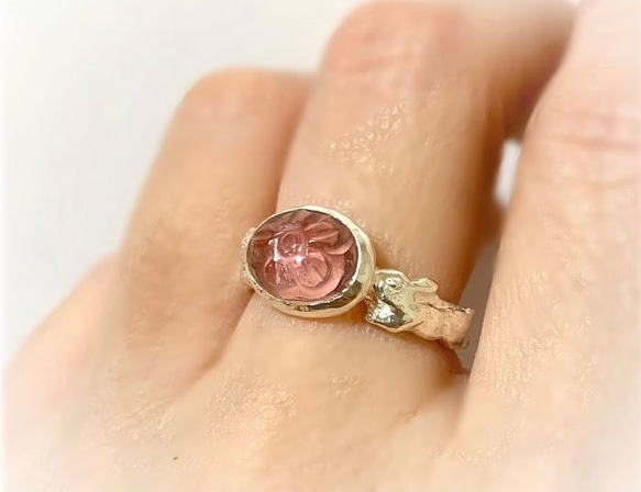 飛びうさぎのリング・ピンクトルマリン 6枚目の画像