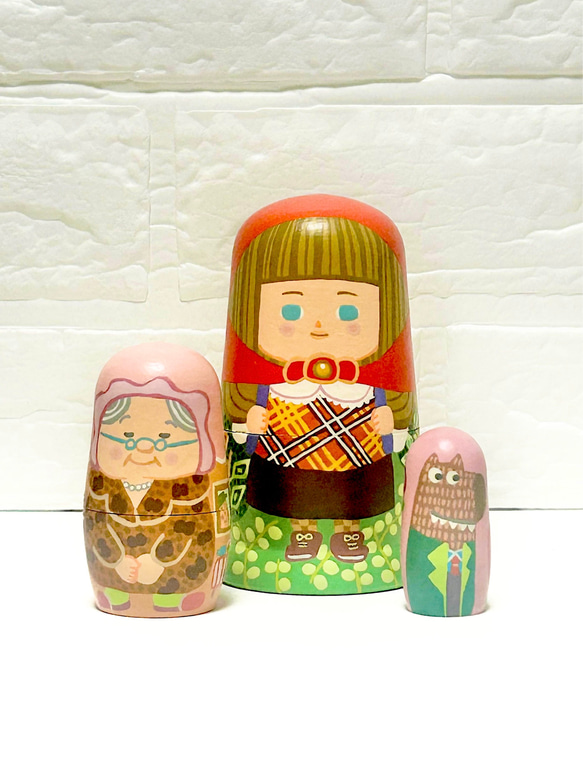 童話 赤ずきん【送料無料・木箱付】マトリョーシカ。誕生日・記念日の