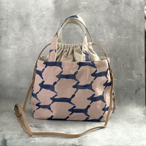 ミナペルホネンrunrunrun ハンドメイド巾着トートバッグ大 ショルダー