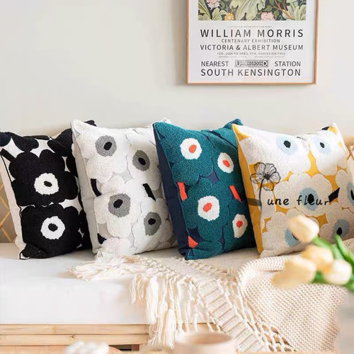 花柄クッションカバー インテリア雑貨 北欧風 ins 刺繍 おしゃれな
