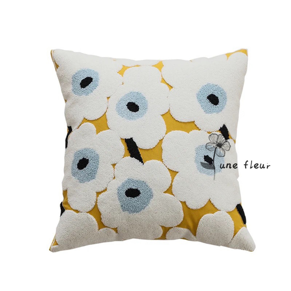 ☆   北欧柄　クッション　カバー　ハンドメイド 花柄クッションカバー インテリア雑貨 北欧風 ins 刺繍 おしゃれな