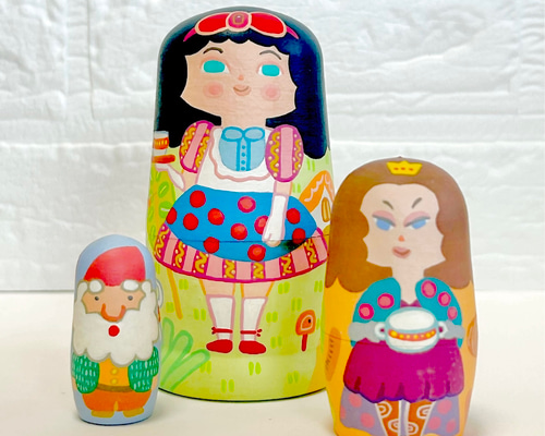 作家作品　白雪姫リョーシカ 小さな白雪姫のマトリョーシカ SPILLA 日本製｜木のおもちゃ