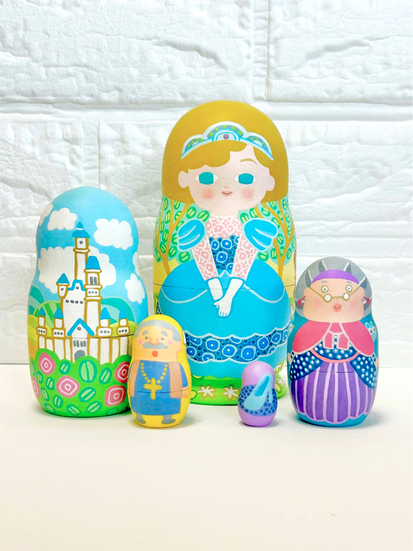 童話 シンデレラ【送料無料・木箱付】マトリョーシカ。誕生日・記念日