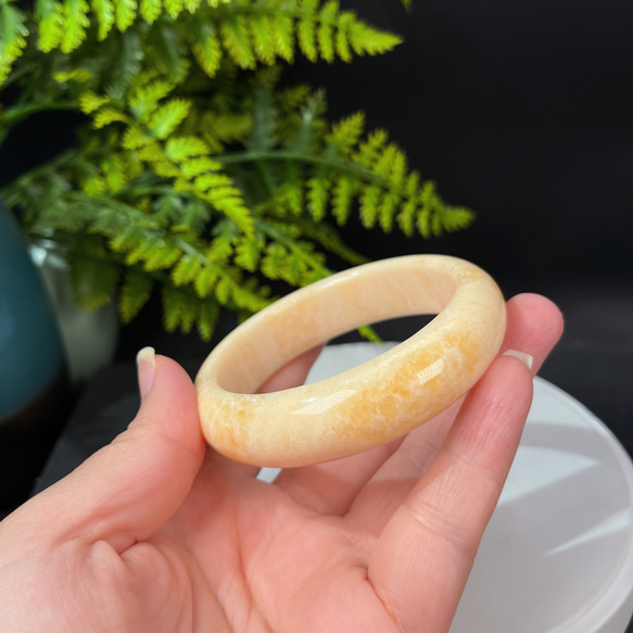 黃色 方解石手鐲 60MM 玉化高瓷 爆晶天眼 碳酸鈣手環 平衡療愈脈輪 第6張的照片