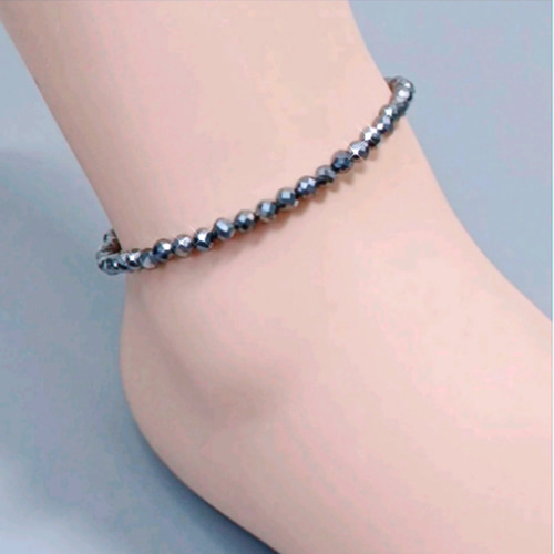 高純度テラヘルツ アンクレット ☆4mm玉 キラキラ ミラーボールカット