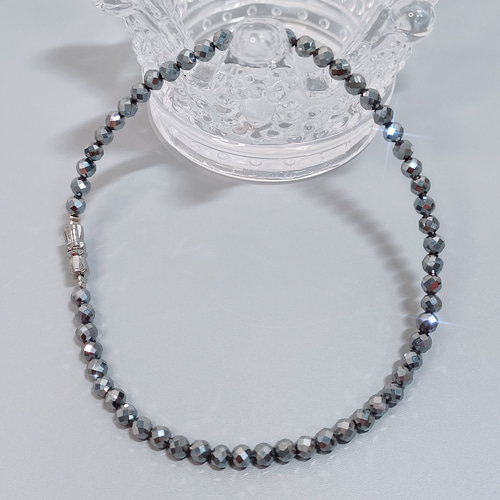 高純度テラヘルツ アンクレット ☆4mm玉 キラキラ ミラーボールカット