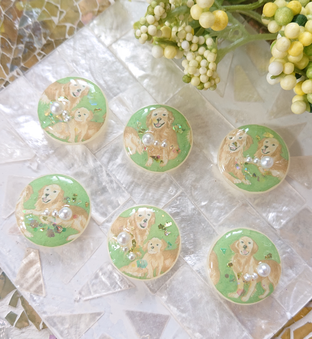 犬のボタン☆6個 j-15 送料無料/ゴールデンレトリバー/ボタン 