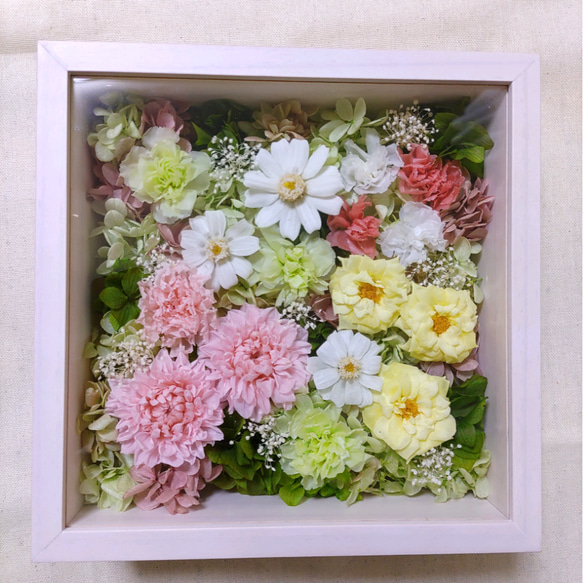お花畑ボックスフラワー プリザーブドフラワー 壁飾り