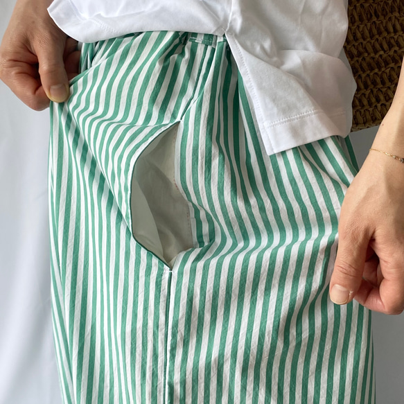 グリーンストライプのロングギャザースカート 人気・おすすめ｜多用途・生活用品におすすめ 口コミ人気 即納 日本国内即配送