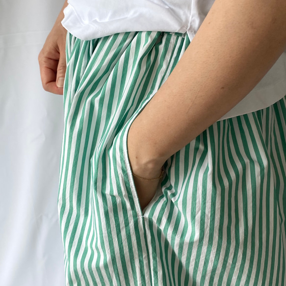 グリーンストライプのロングギャザースカート 人気・おすすめ｜多用途・生活用品におすすめ 口コミ人気 即納 日本国内即配送