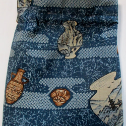 ７０４２　大島紬の着物で作った巾着袋＃送料無料 8枚目の画像