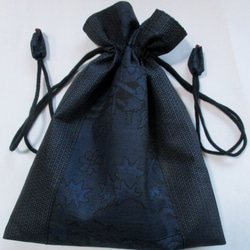 ７０４２　大島紬の着物で作った巾着袋＃送料無料 2枚目の画像