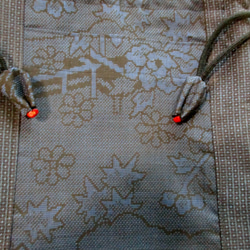 ７０４２　大島紬の着物で作った巾着袋＃送料無料 4枚目の画像